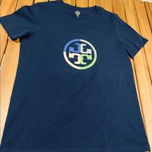 NWNT TORY BURCH LOGO T-SHIRT NAVY BLUE WOMEN SIZE MEDIUM